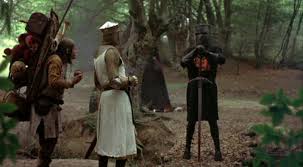 La escena del Caballero negro. Una secuencia clásica de Monty Python and the Holy Grail (1975), película en la que Terry Gilliam participó como Caballero verde.