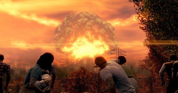 Explosión nuclear en Boston (Massachussets) durante la Gran Guerra de 2077 (Fallout 4)