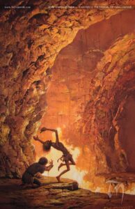 Gollum y Frodo - Monte del Destino - Ted Nasmith